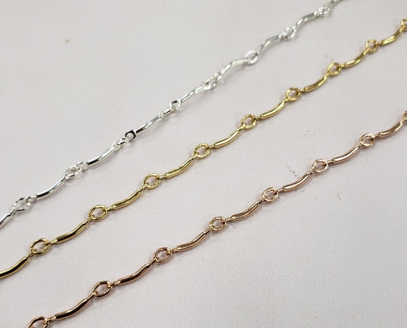 Price by the Foot Half Moon Bar Chain Gold FIlled 8mm Long Rose Gold Fill Bulk Savings Available!!! Sterling Silver