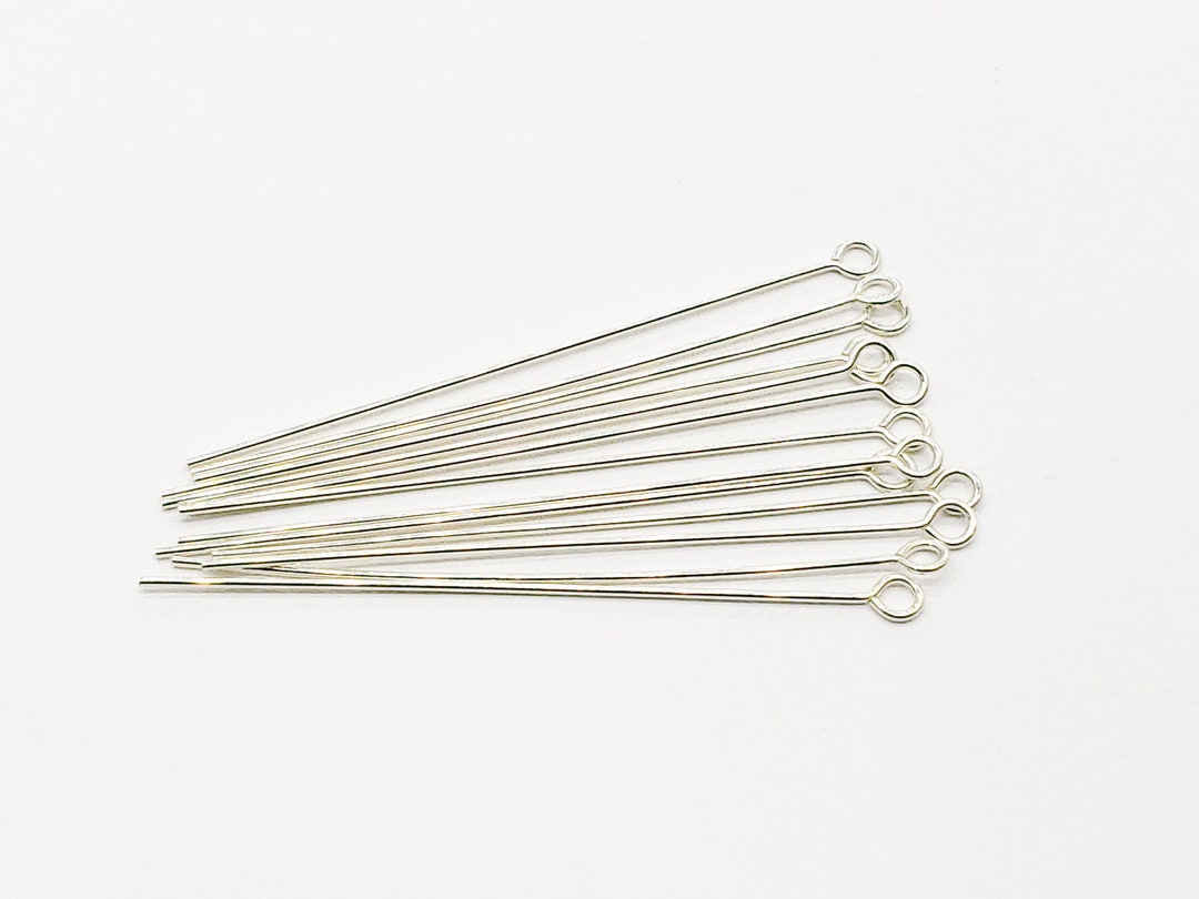 Sterling Silver Eye Pin, 24 Gauge, 1 Inch, 1.5 Inch, 2 Inch, USA Bulk