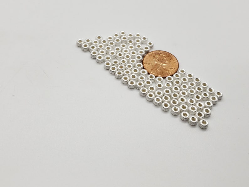 Seamless Various Sizes 4mm to 8mm USA Sterling Silver Stardust Roundel Beads