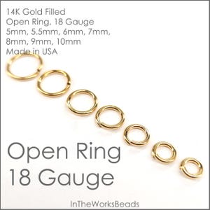 14Kゴールドフィルドオープンリング、18ゲージ、外径5mm、5.5mm、6mm、7mm、8mm、10mm | 各種パックサイズ | 5個または15個パックでまとめ買い割引 | 米国製