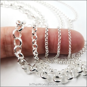 Sterling Silver Rolo Chain, 5 Sizes, 1.4mm to 6mm, Foot Price, Bulk Savings Available!!!