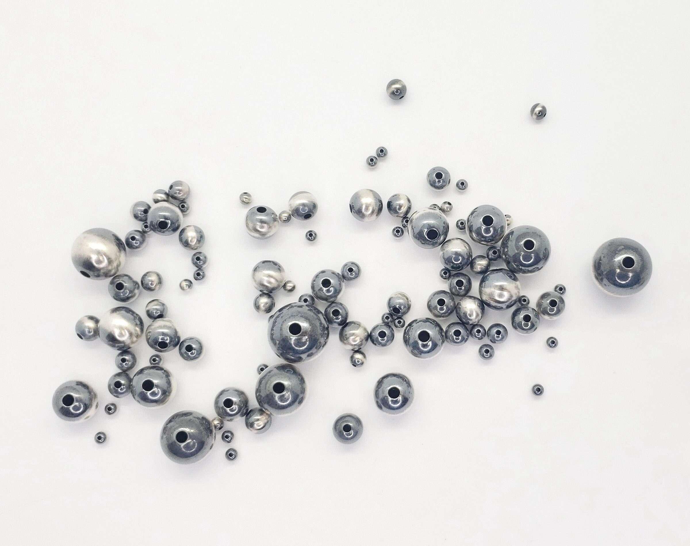 Sterling Silver Brushed Oxidized Navajo Pearl Beads 2mm, 2.5mm, 3mm, 4mm, 5mm, 6mm, 7mm, 8mm, 10mm, 12mm, 14mm  | Bulk Savings | Made in USA