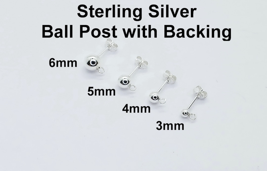 Sterling Silver Ball Post Earring With Open Ring, 3 Pairs, Backings
