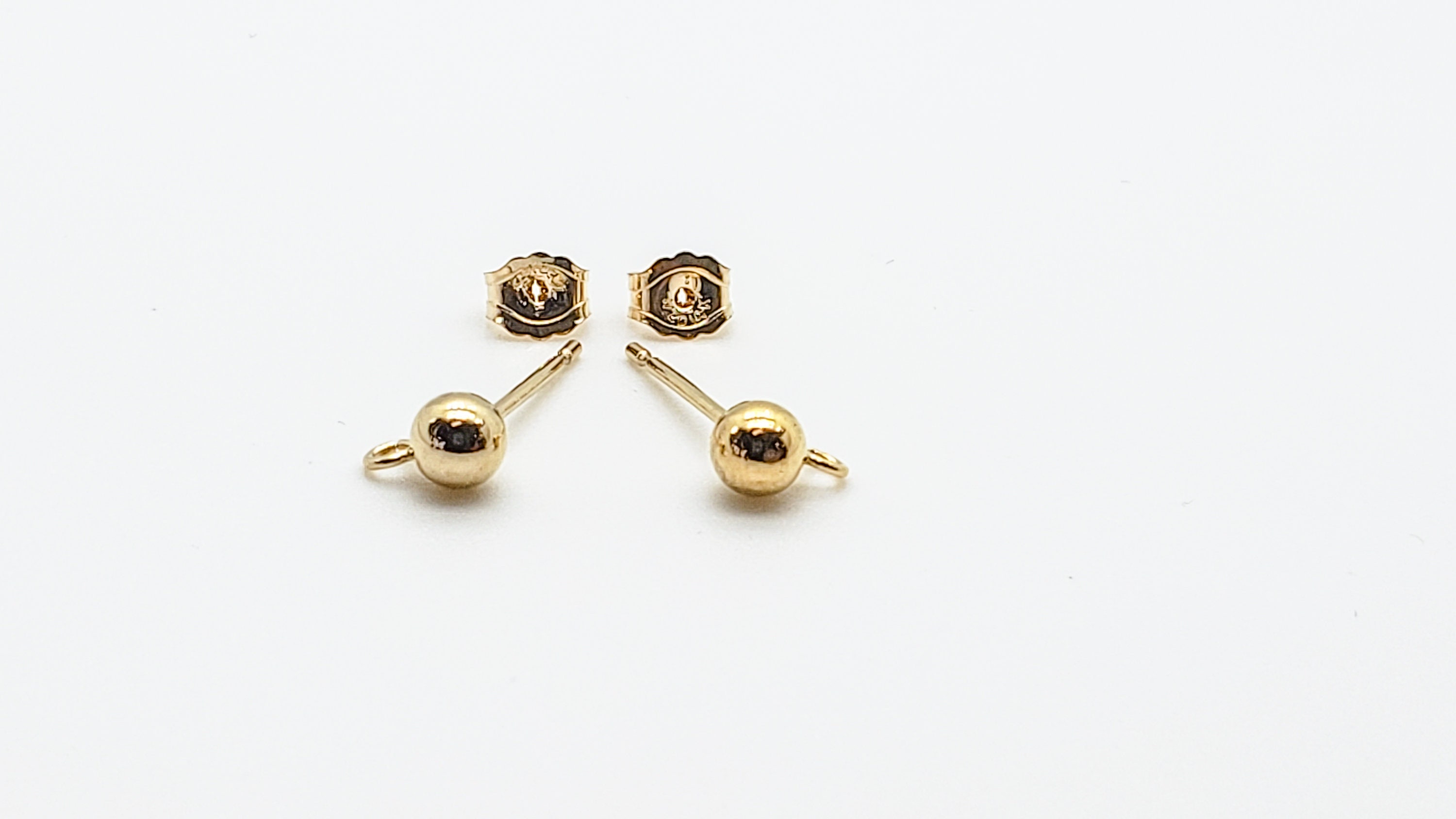 2pcs - Gold Round Post Earrings, Round Twist Stud Earrings, Jewelry Making, Gift for Her, 14K Gold Tone [MS0094-PG]