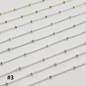 Sterling Silver Satellite Chain, 3 Styles, Cable or Curb Chain, 1.3mm Cable, 1mm Curb, Bulk Savings Available!!!