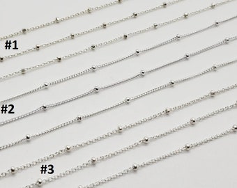 Sterling Silver Satellite Chain, 3 Styles, Cable or Curb Chain, 1.3mm Cable, 1mm Curb, Bulk Savings Available!!!