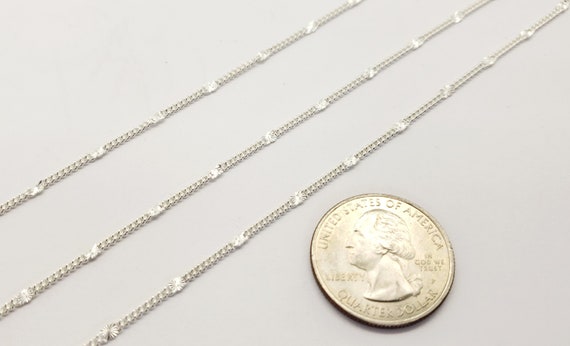 1.7mm X 2.2mm Curb Satellite Chain With Starburst, 14k Gold