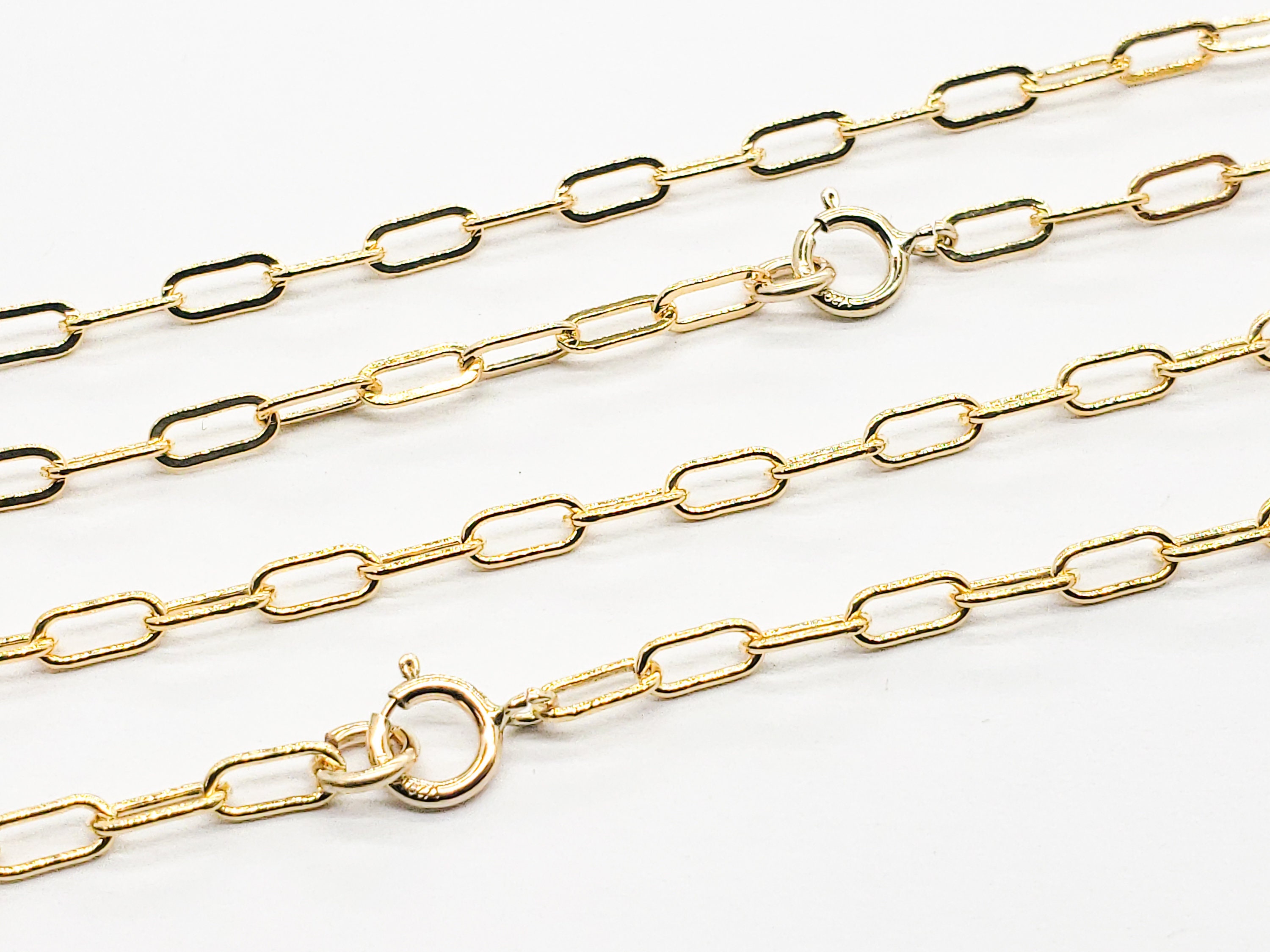 14k Gold Filled Necklace Paper Clip Style 2.4mm X 6mm Flat Etsy