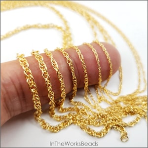 14k Gold Filled Rope Chain, 1mm, 1.2mm, 1.4mm, 1.6mm, 1.8mm, 2.3mm, 2.5mm, Price by the Foot, USA, Bulk Savings Available!!!