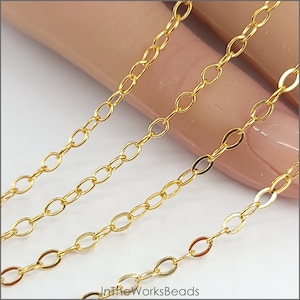 14k Gold Filled Oval Cable Chain, Flat or Round, 2.3mm x 3mm Price by the Foot, Bulk Savings Available!!!