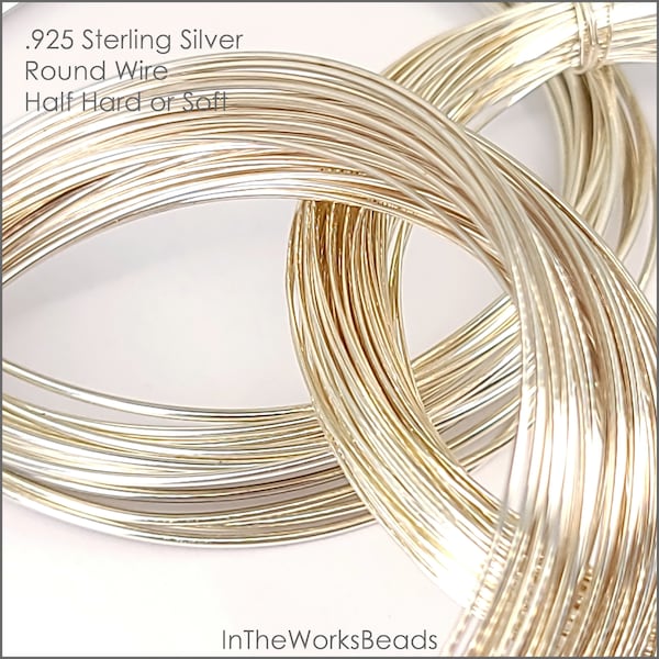 Sterling Silver Wire, 24 Gauge, Half Hard or Soft, Round, 6 Feet