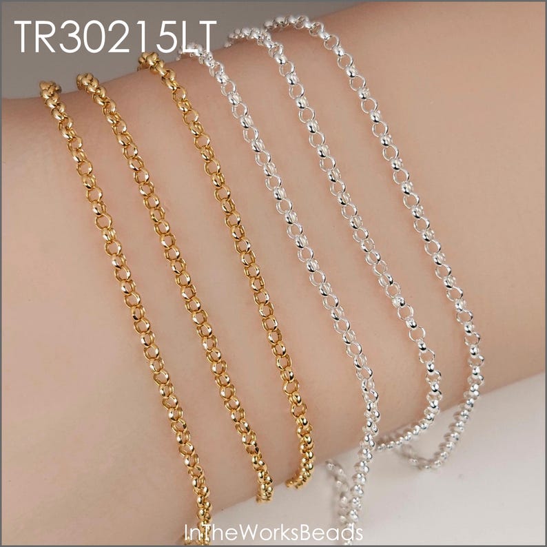2mm Lightweight Rolo Chain, Sterling Silver, 14k Gold Filled, Made in ...