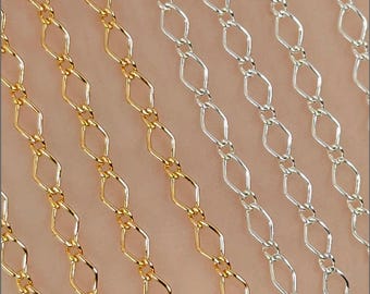 14k Gold Filled Marquise Curb Chain, Sterling Silver, 2.3mm, 26 Gauge, USA  D106MQ Bulk Savings