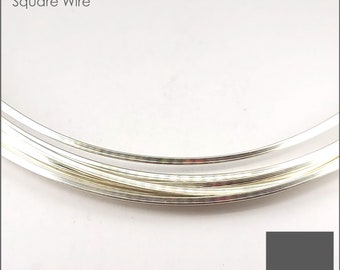 Alambre cuadrado de plata esterlina calibre 16 / Semiduro o blando / Cuadrado / Se vende por pie o peso (0,5 o 1 onza troy) / Fabricado en EE. UU.