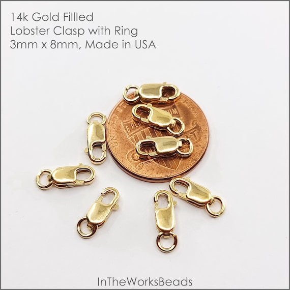 14K Gold Filled Lobster Clasp With Open Ring, 8mm X 3mm, USA, Sold