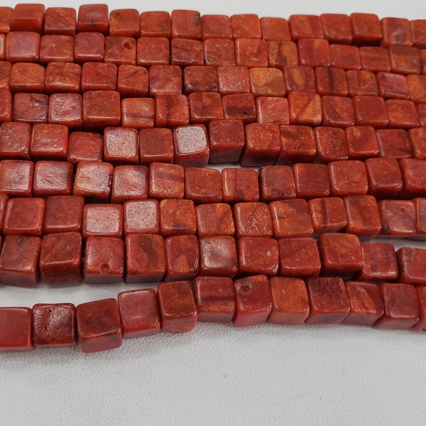 Sponge Coral Square Cube Beads, Center drilled, 6.2mm x 6.2mm, By the Strand, Bulk Savings Available!!!