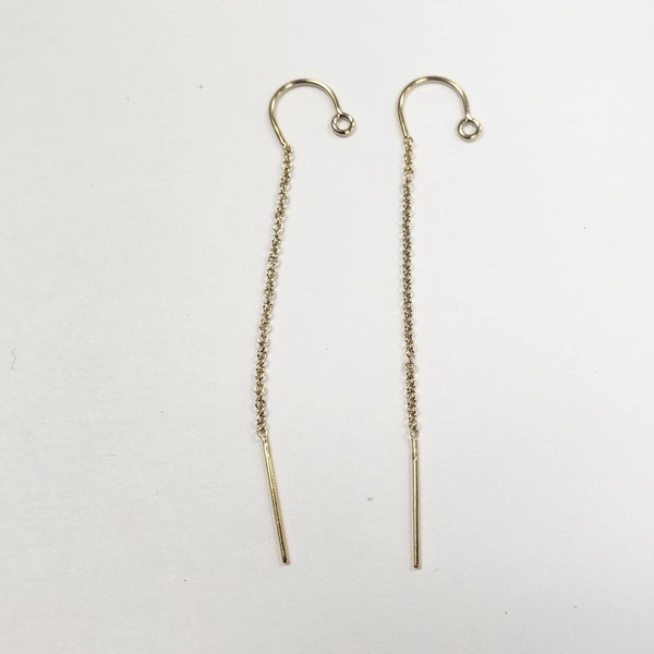 14k Gold Filled Half U Threaders with Cable Chain, 1 Pair, USA, Bulk Savings Available!!