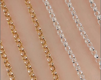 2mm Lightweight Rolo Chain, Sterling Silver, 14k Gold Filled, Made in Italy, Foot Price, TR30215LT Bulk Savings