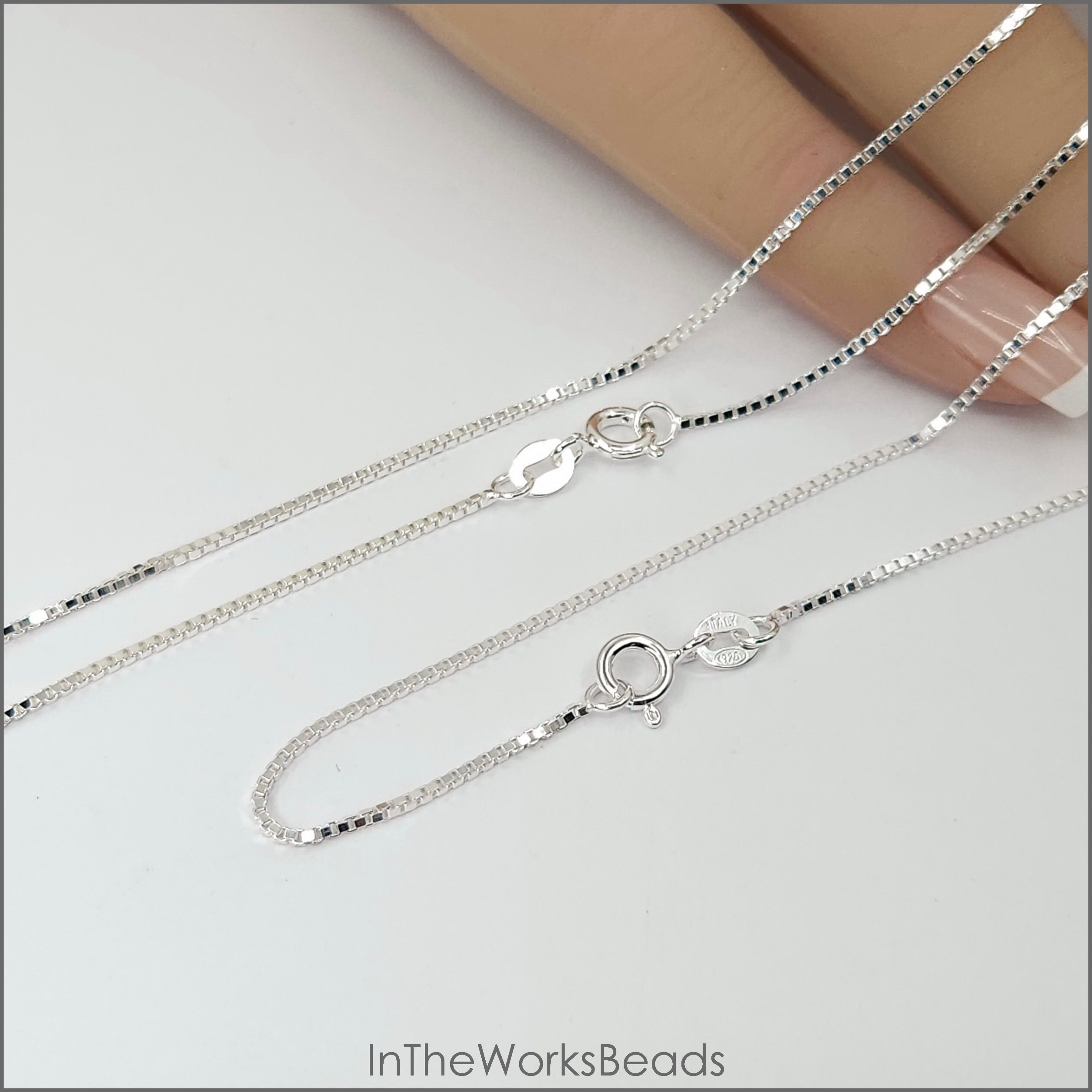 Sterling Silver 1mm Box Finished Chain, Necklace, 16 Inch, 18 Inch, 20 ...