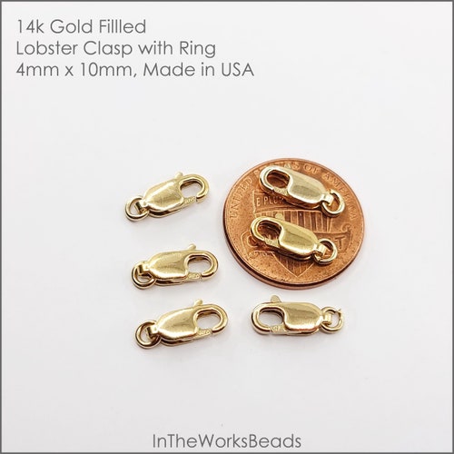 Fermoir mousqueton en or 14 carats avec anneau 10 mm x 4 mm | 2 pièces | Économies sur 10, 30 pièces | Fabriqué aux États-Unis