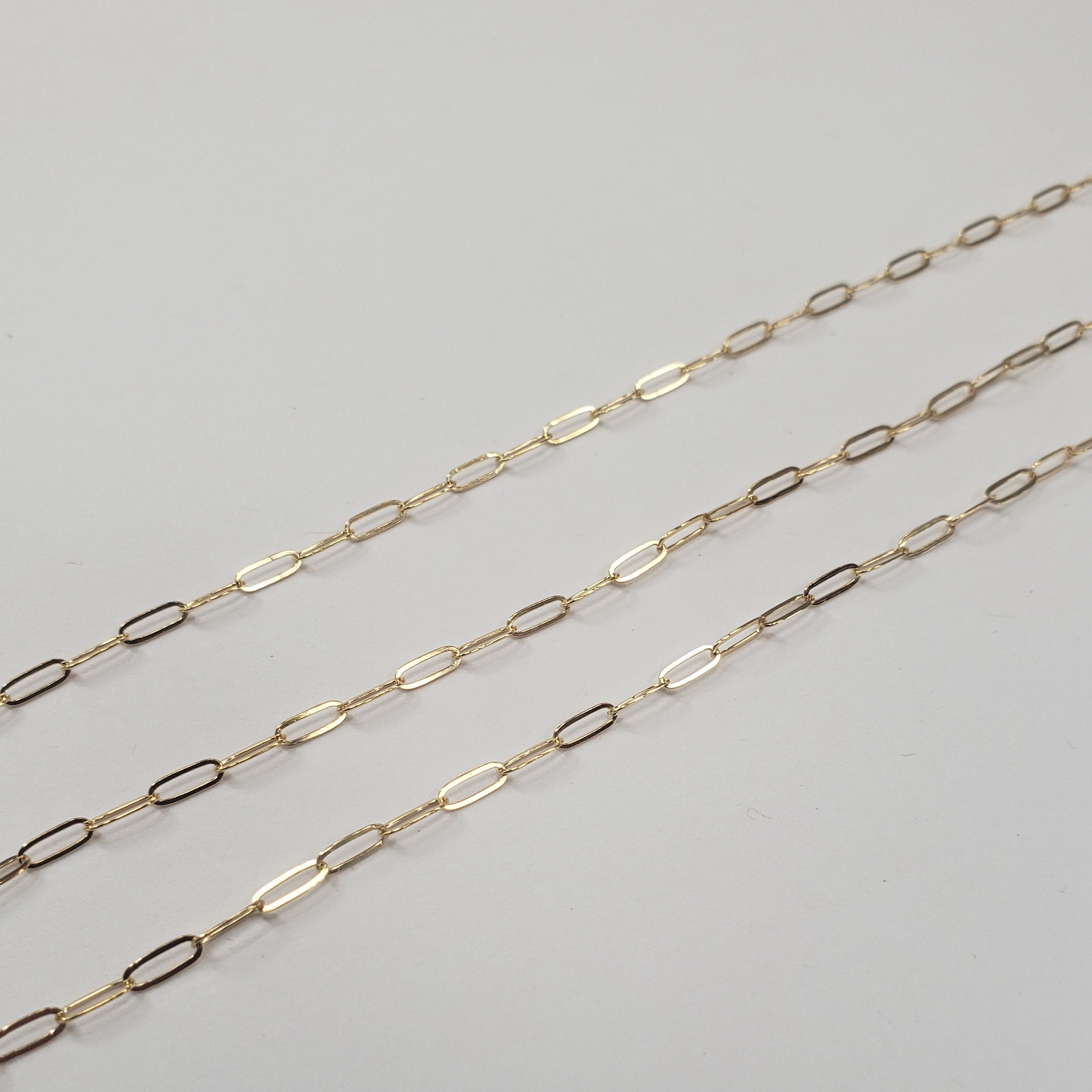 14k Gold Filled Paper Clip Chain Elongated Rectangle Oval Etsy