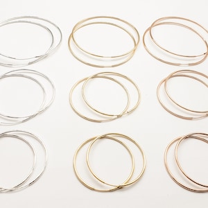 エンドレスフープイヤリング（ラージ）、スターリングシルバー、14Kゴールドフィルド、ローズゴールドフィルド、35 mm、40 mm、50 mm、1ペア、米国製
