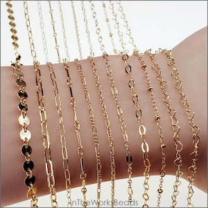 14k Gold Filled Chain – Pick Your Style and Length, Sold by the Foot, Made in the USA, Bulk Savings Available, Top 11 Popular Chains!