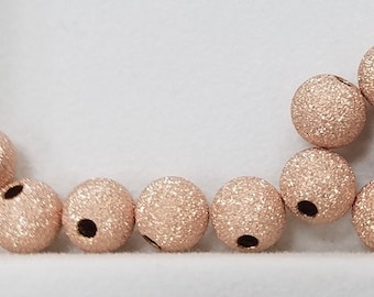 14K Rose Gold Filled 5mm or 6mm Round Stardust Beads, USA