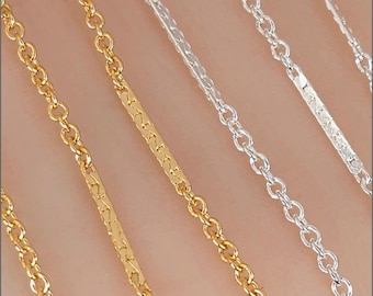 1.7mm Dapped Cable Bar Chain, Sterling Silver, 14k Gold Filled, USA, Bulk Savings D10399DB3
