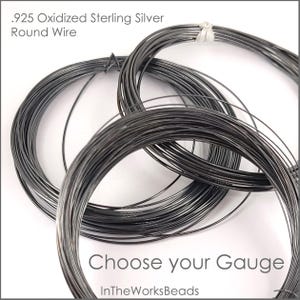 Oxidized Sterling Silver Wire 18, 20, 22, 24, 26 Gauge | Half Hard | Round | Sold by weight (0.5 or 1 Troy Ounce) | Made in USA