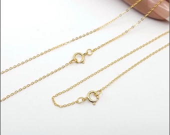Cadena plana de 1 mm de grosor, chapada en oro de 14k, disponible en 15, 16, 18, 20, 22 y 24 pulgadas. Fabricada en EE. UU. ¡Descuentos por volumen disponibles!