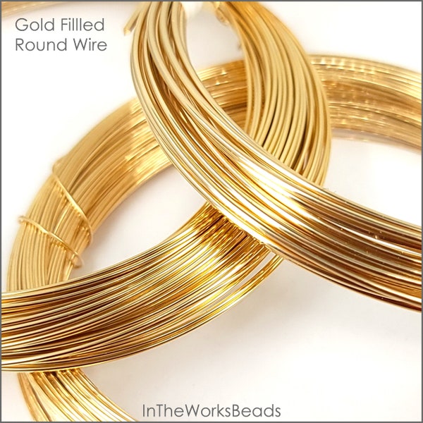 Gold Filled Wire, 26 Gauge, 12KGF, USA, Half Hard or Soft, Round, 5 Foot