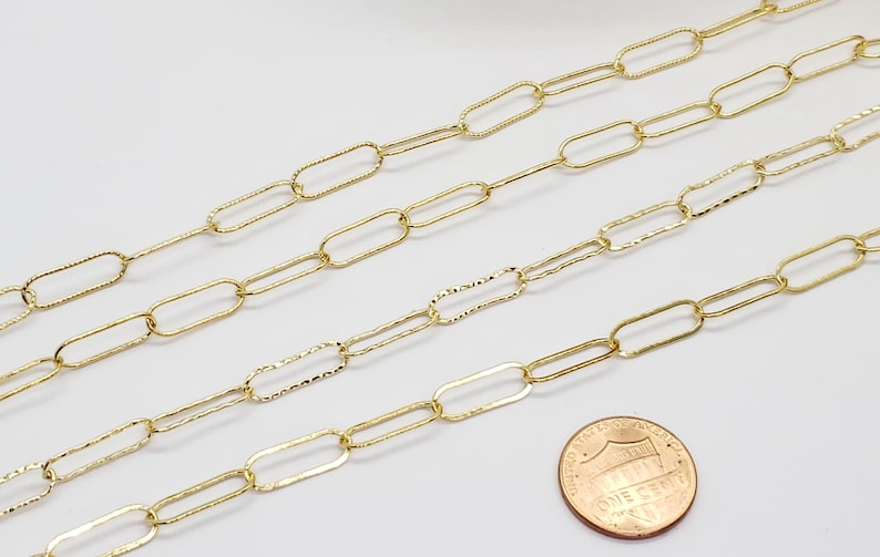 14k Gold Filled Rectangle Oval Paper Clip Chain 5mm X 15.5mm Etsy