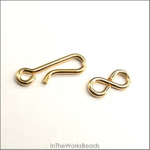 14k Gold Filled Hook or Eye; Hook and Eye, 18 Gauge, 5 Piece Hook or Eye, 3 Sets of Hook + Eye, Bulk Savings Available!!!