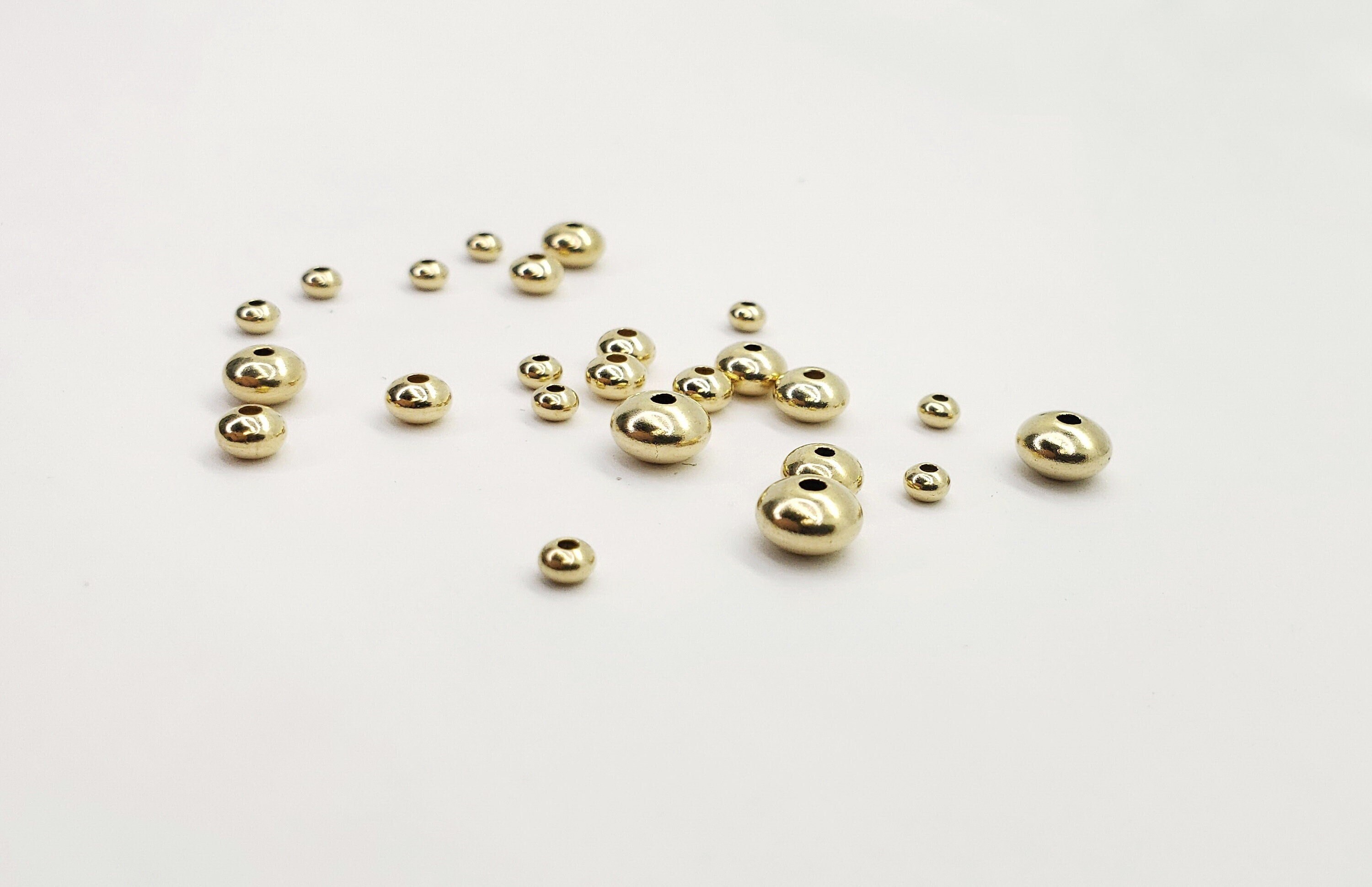 Solid 14K Gold Saucer Rondelle Beads 3.3mm, 4.4mm, 5.5mm, 6.8mm | Hollow Beads | 1 Piece | Bulk Savings on 5 pieces | Made in USA