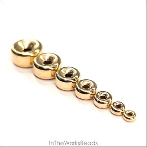 Solid 14k Gold Roundel Beads 2.5mm, 3mm, 4mm, 5mm, 6mm, 8mm | Hollow Beads |  1 Piece | Bulk Savings on 5 pieces, 20 pieces | Made in USA