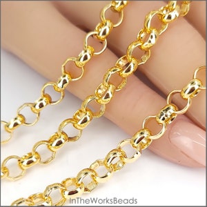 14k Gold Filled 6mm Rolo Chain, Heavy and Durable, Made in the USA, Sold by the Foot, Bulk Savings Available!!!