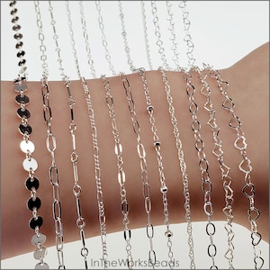 Sterling Silver Chain | Pick Your Style and Length, Sold by the Foot, Made in the USA, Bulk Savings Available, Top 11 Popular Chains!