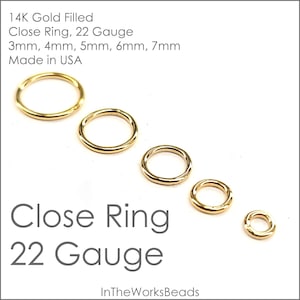 14k Gold Filled Closed Ring, 22 Gauge, 3mm, 4mm, 5mm, 6mm, 7mm OD | Assorted Pack Sizes | Bulk Savings on 5 or 15 Packs | Made in USA