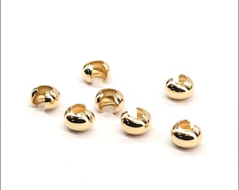 Solid 14k Gold Crimp Cover 2.4mm x 3mm | 1 Piece | Bulk Savings on 2, 10 or 30 pieces | Made in USA