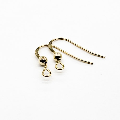 14K Solid Gold Earring Wire With Ball 22 Gauge 1 Pair Etsy