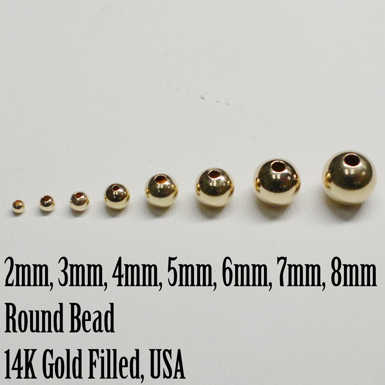 14K Gold Filled Round Beads, Various Sizes, 2mm, 3mm, 4mm, 5mm