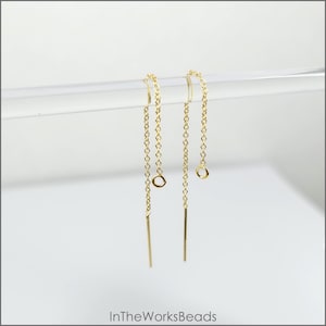14k Gold Filled Threaders with 3mm Open Ring | Shorter styles | 2.5 Inch or 3 inch | 1 Pair | Bulk Savings on 5, 15 pairs | Made in USA