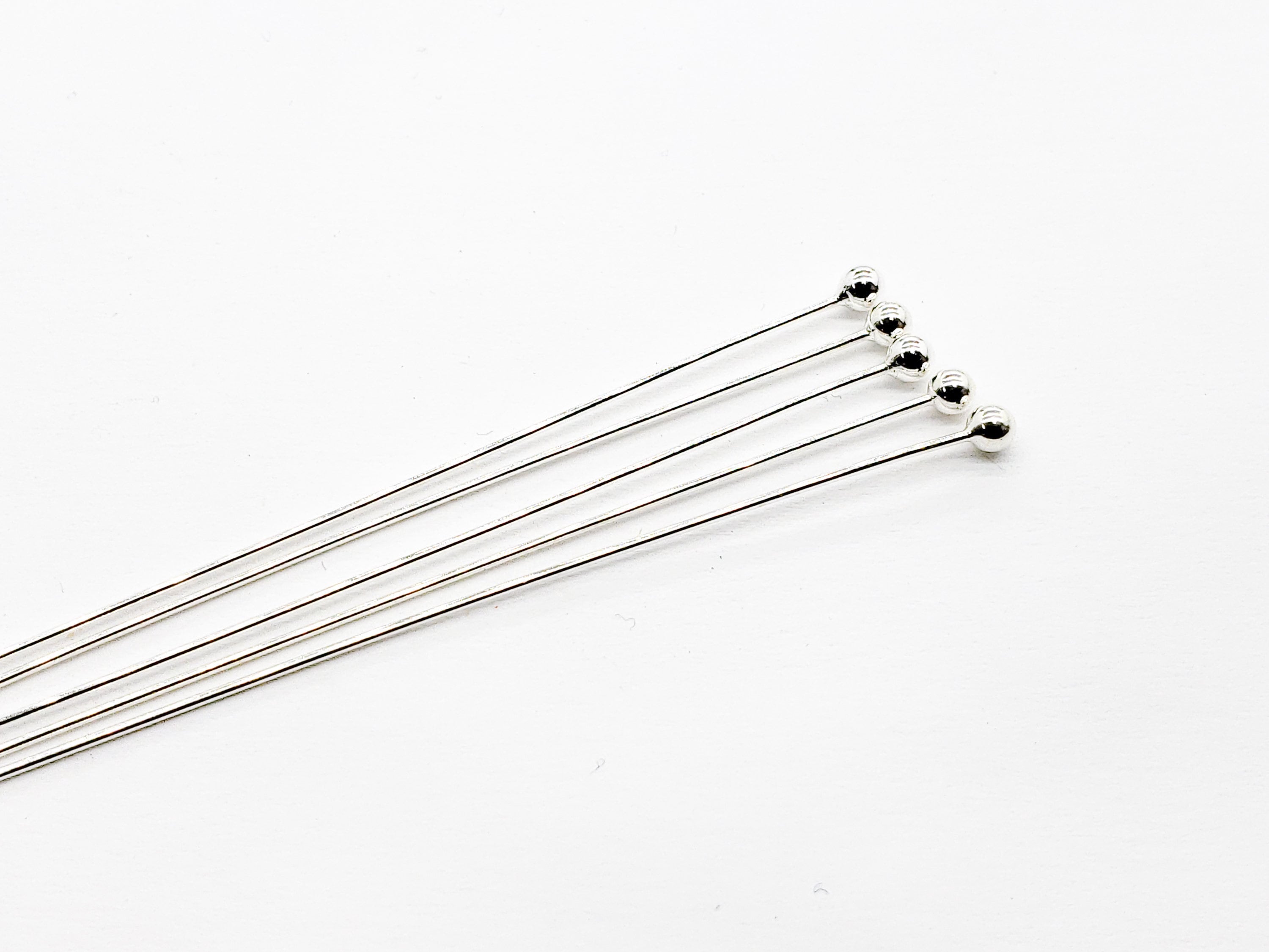 Sterling Silver Balled Head Pins 1.5, 26 Gauge, pack of 10