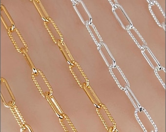2.2mm Alternating Drawn Cable Twisted Chain, 14k Gold Filled, Sterling Silver, Italy, Sold by the Foot, TPC60023L
