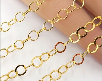 14k Gold Filled Round Cable Chain, 5mm Round or Flat, Made in USA, 6 Inches or by the Foot, Bulk Savings Available!!!