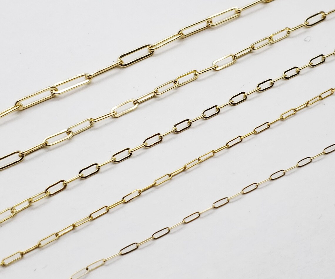 14k Gold Filled Paper Clip Chain Elongated Rectangle Oval Etsy