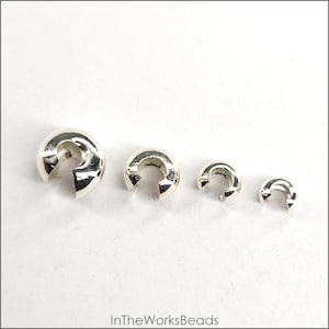 Sterling Silver Crimp Cover 2.5mm, 3mm, 4mm, 5mm  | Assorted Pack Sizes | Bulk Savings on 5 pack or 15 pack | Made in USA