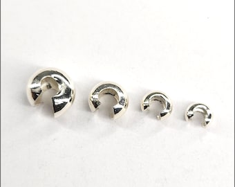 Sterling Silver Crimp Cover 2.5mm, 3mm, 4mm, 5mm  | Assorted Pack Sizes | Bulk Savings on 5 pack or 15 pack | Made in USA