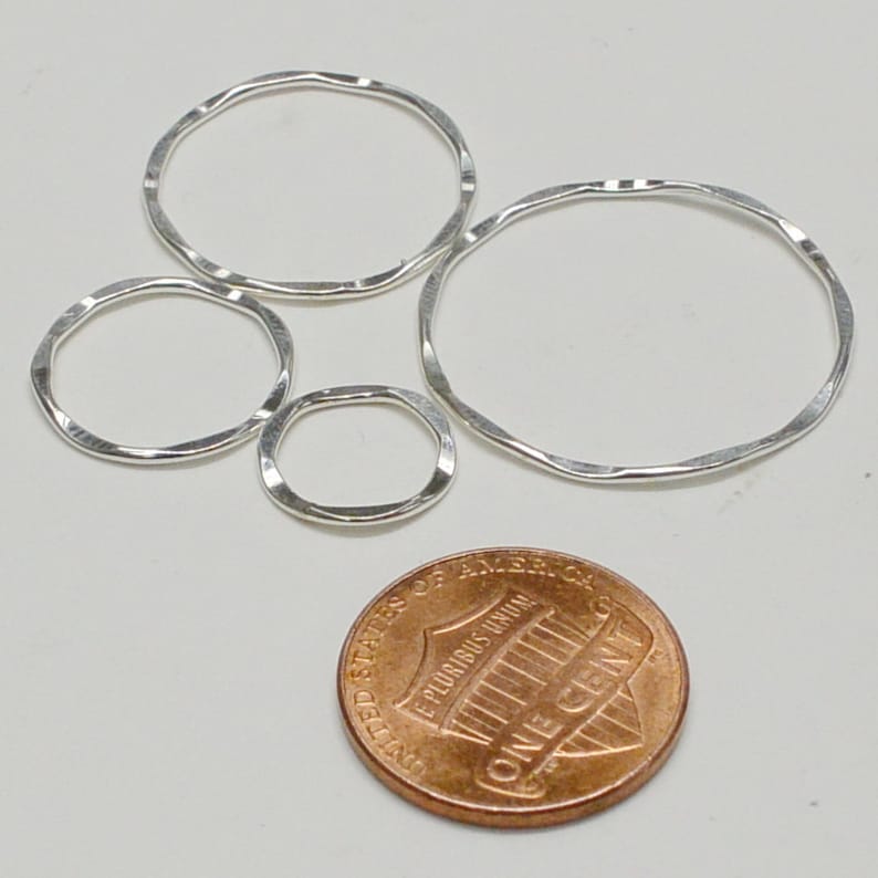 Sterling Silver Link Closed Hammered 15mm OD 18 Gauge Made Etsy